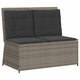 Garden Bench with Cushion Grey Poly rattan - Front View