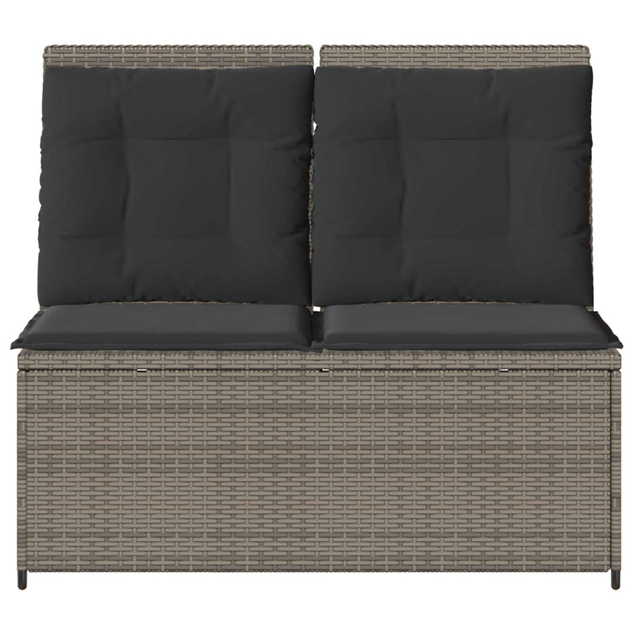 Garden Bench with Cushion Grey Poly rattan
