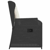 Garden Bench 2 pcs Black Poly Rattan - Rear View