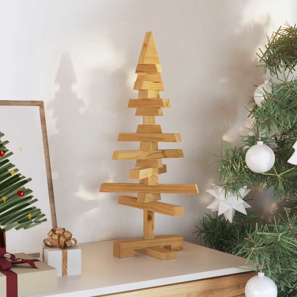 Wooden Christmas Tree with Stand Brown 60 cm Solid pine wood