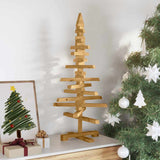 Wooden Christmas Tree with Stand Brown 90 cm Solid pine wood - Side View