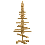 Wooden Christmas Tree with Stand Brown 90 cm Solid pine wood - Front View