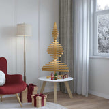 Wooden Christmas Tree with Stand Brown 120 cm Solid pine wood - Top-Down View