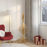 Wooden Christmas Tree with Stand Brown 150 cm Solid pine wood - Top-Down View