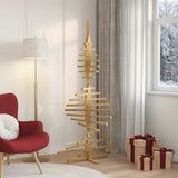 Wooden Christmas Tree with Stand Brown 180 cm Solid pine wood - Top-Down View