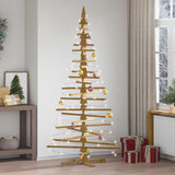Wooden Christmas Tree with Stand Brown 210 cm Solid pine wood