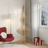 Wooden Christmas Tree with Stand Brown 210 cm Solid pine wood - Top-Down View