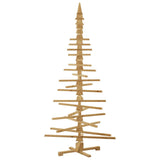 Wooden Christmas Tree with Stand Brown 210 cm Solid pine wood - Front View