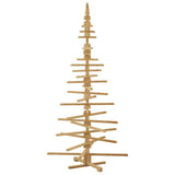 Wooden Christmas Tree with Stand Brown 210 cm Solid pine wood - Low Angle