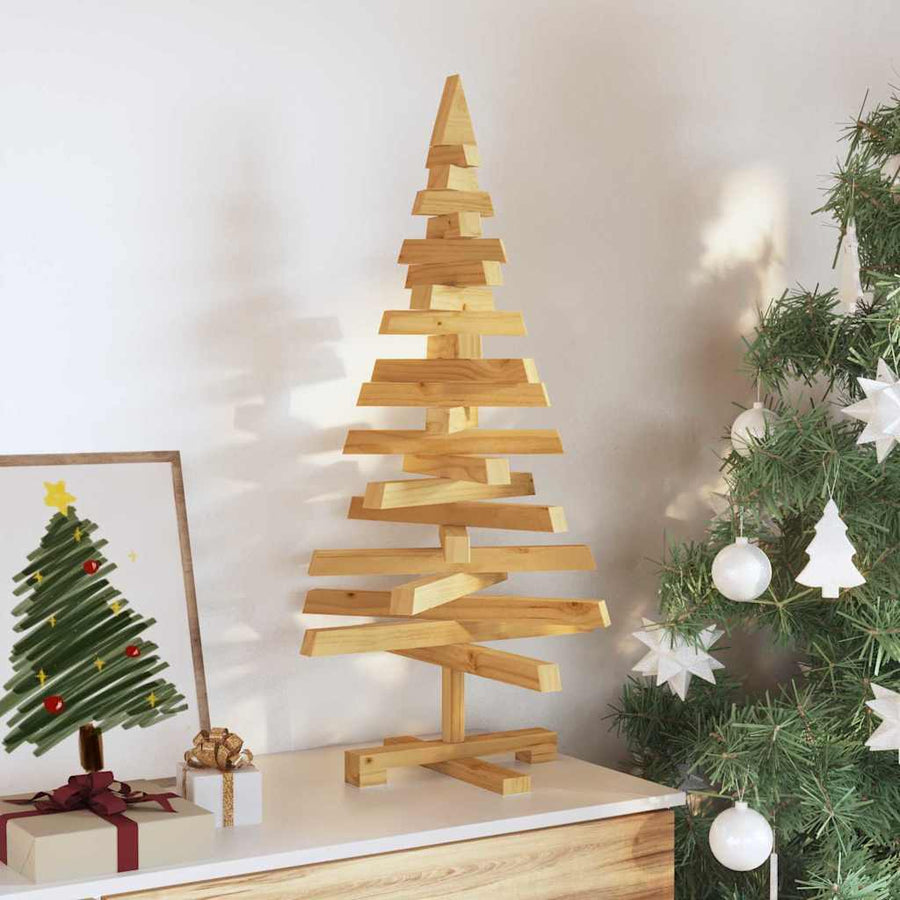 Christmas Trees with Stand Brown 90 cm Solid pine wood