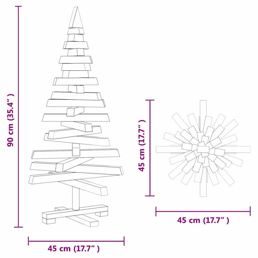 Christmas Trees with Stand Brown 90 cm Solid pine wood