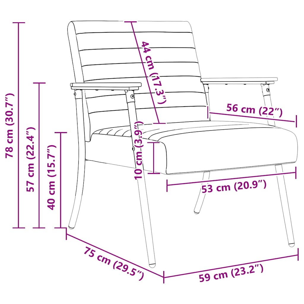 Armchair Dark Grey 59 x 75 x 78 cm Fabric