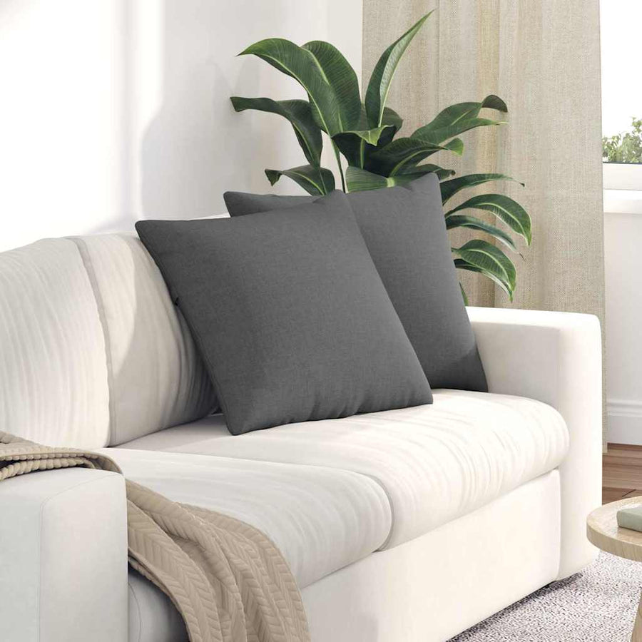 Sofa Pillows 2 pcs Fabric Dark Grey 50 x 50 cm