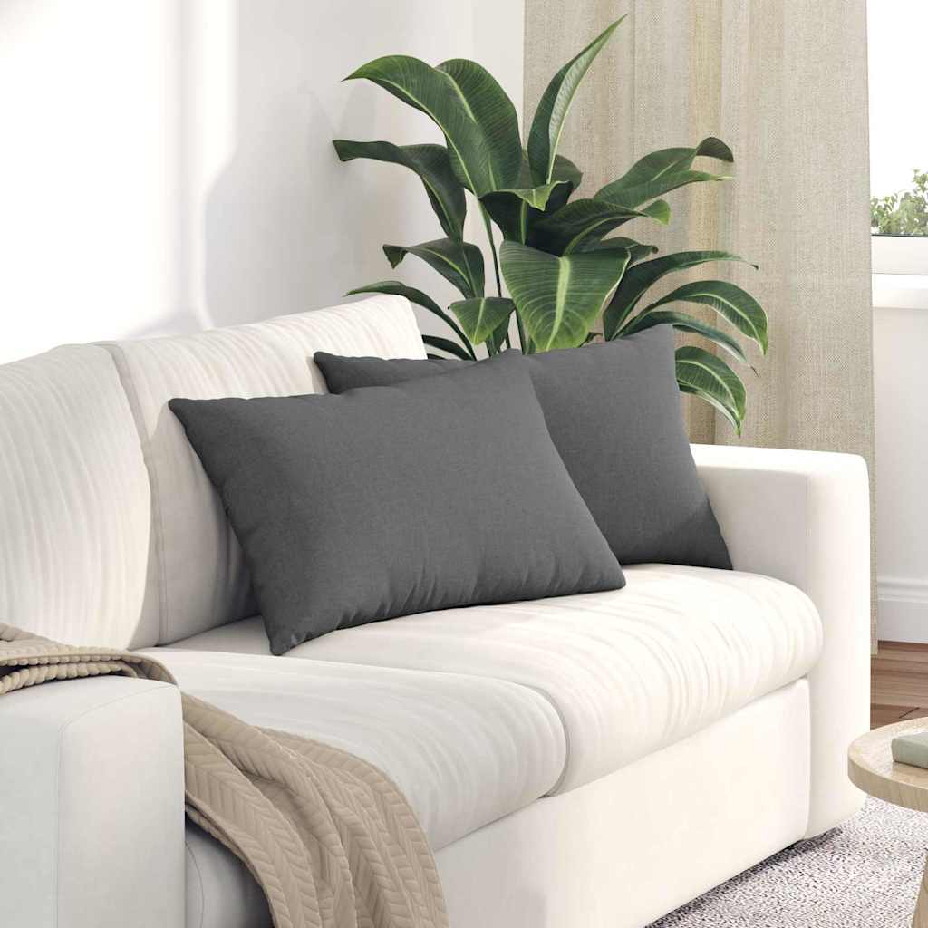 Sofa Pillows 2 pcs Dark Grey 60 x 40 cm Fabric