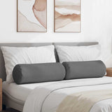 Bolster Pillows 2 pcs Dark Grey Ø 25 x 70 cm Fabric
