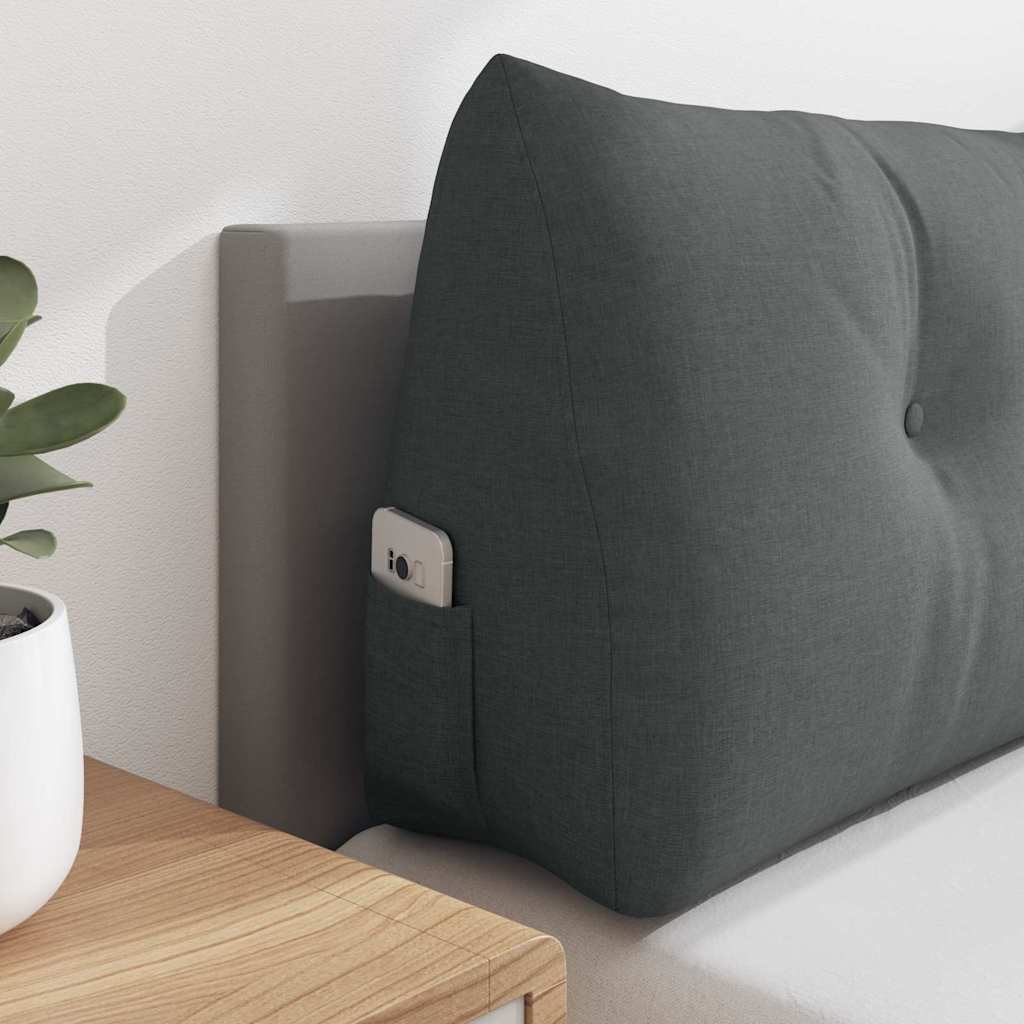 Back Pillow Dark Grey 120 x 24 x 50 cm Fabric