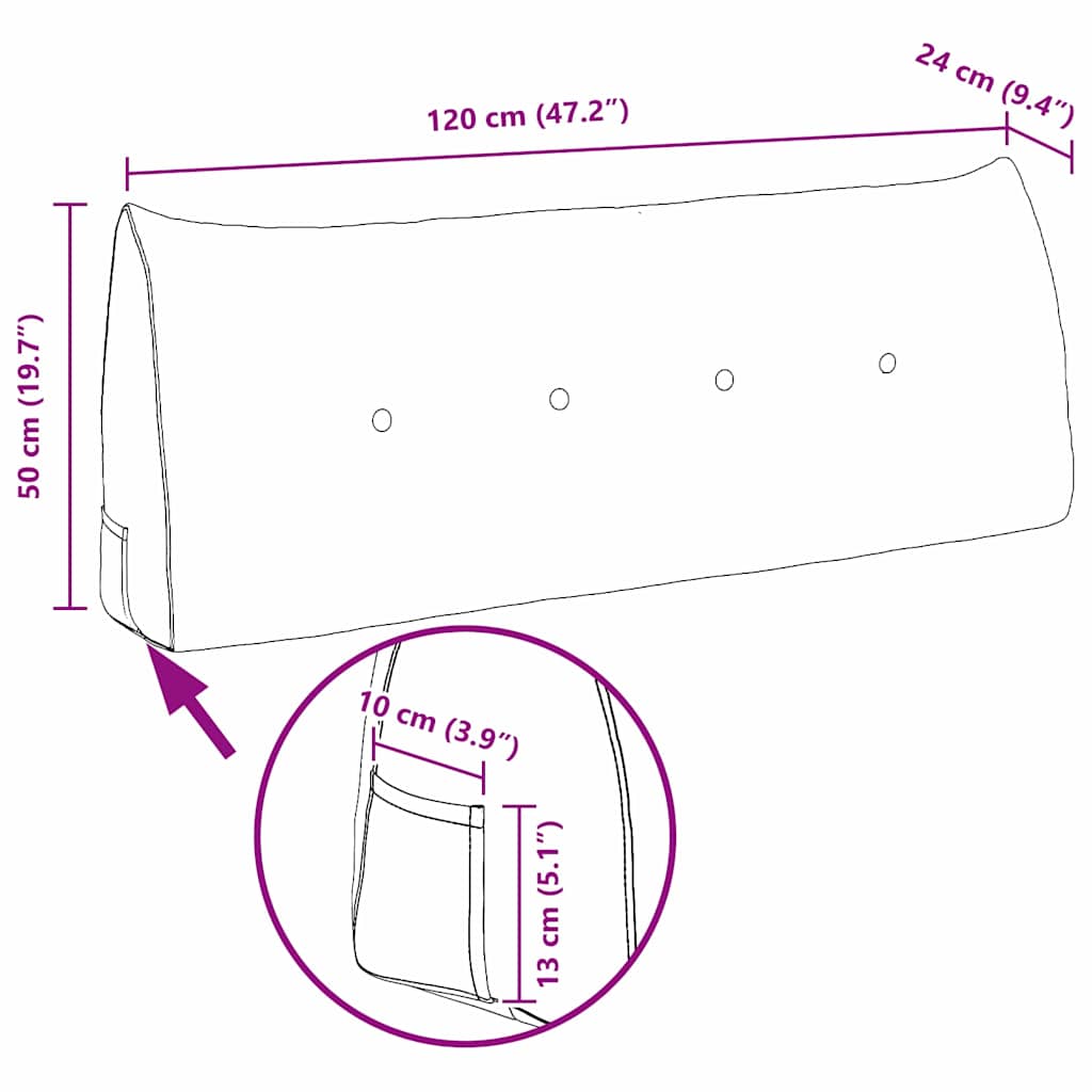 Back Pillow Pink 120 x 24 x 50 cm Fabric