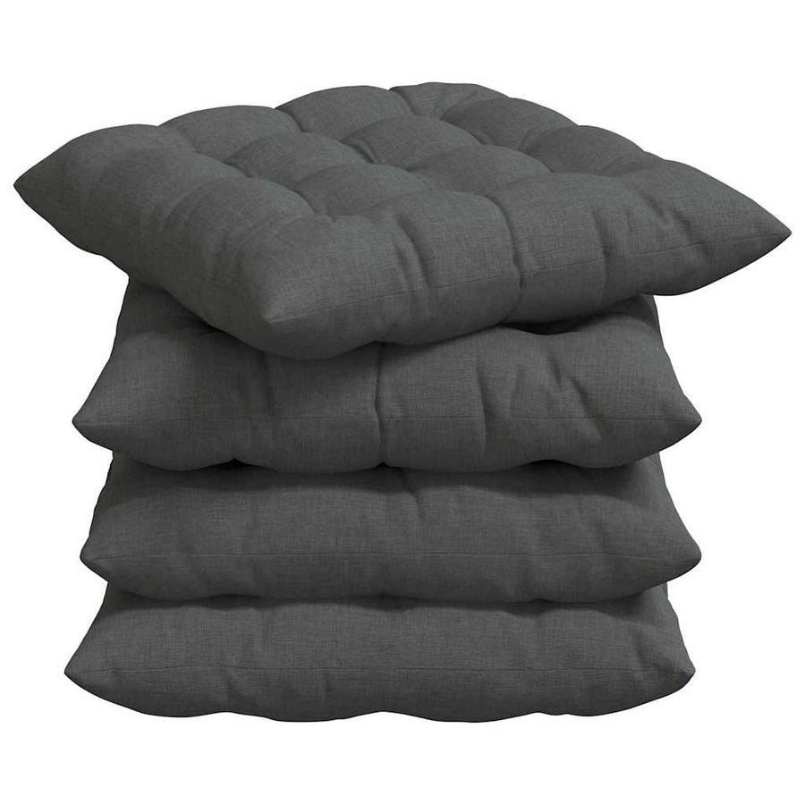 Seat Cushions 4 pcs Fabric Dark Grey 40 x 40 x 6 cm
