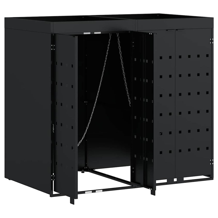 Wheelie Bin Storage for 2 Bins Black 136 x 77,5 x 121,5 cm