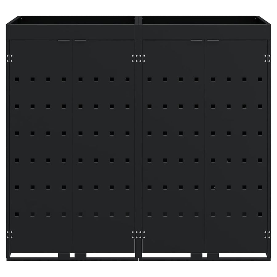 Wheelie Bin Storage for 2 Bins Black 136 x 77,5 x 121,5 cm