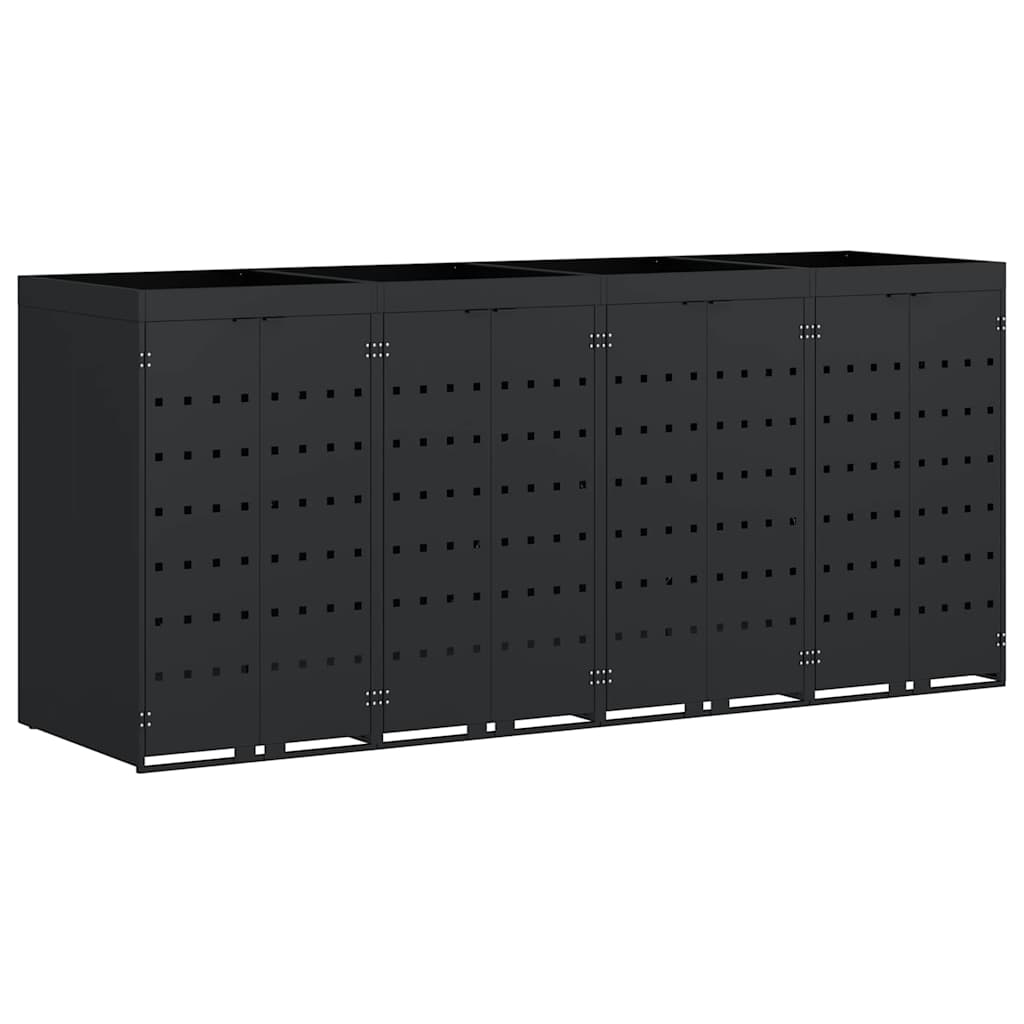 Wheelie Bin Storage for 4 Bins Black 272 x 77,5 x 121,5 cm