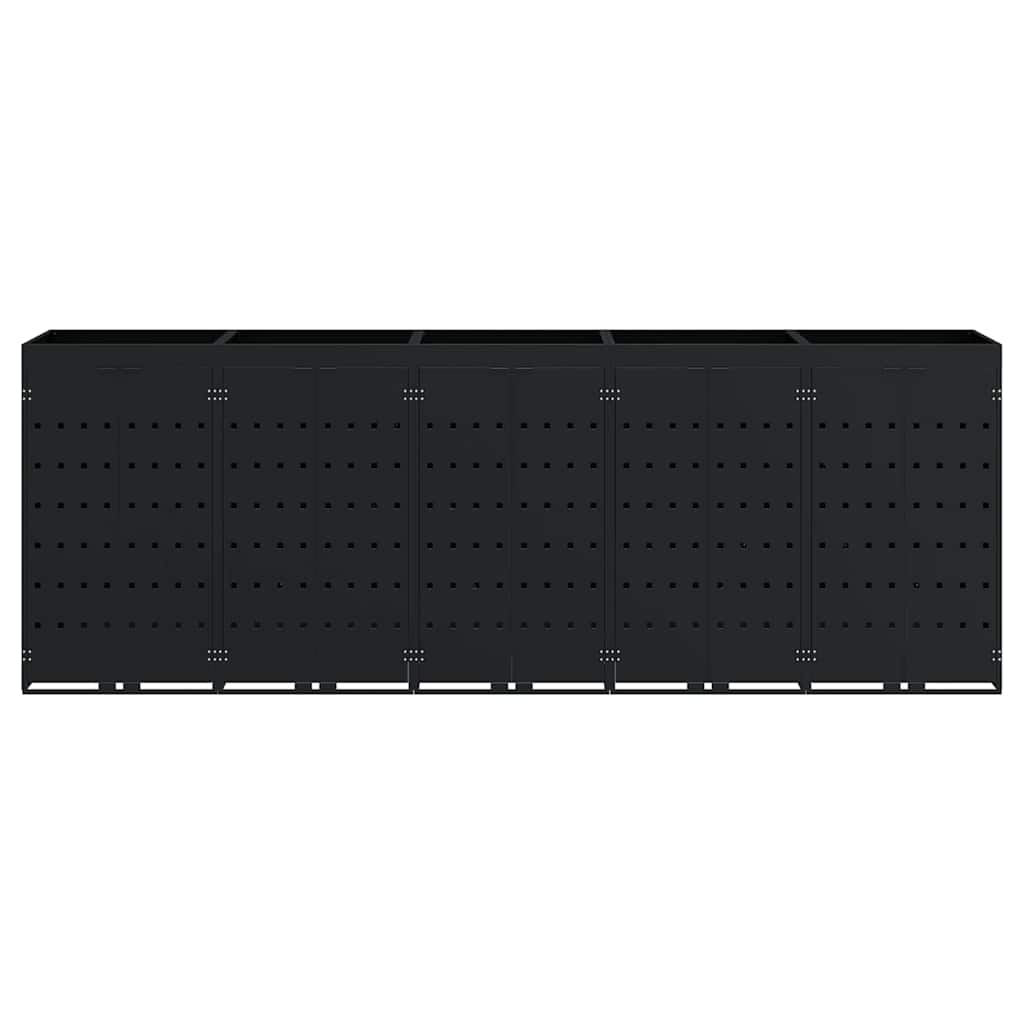 Wheelie Bin Storage for 5 Bins Black 340 x 77,5 x 121,5 cm