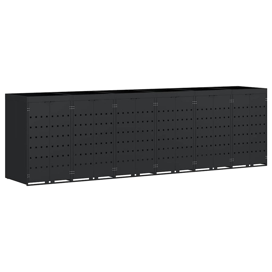 Wheelie Bin Storage for 6 Bins Black 408 x 77,5 x 121,5 cm