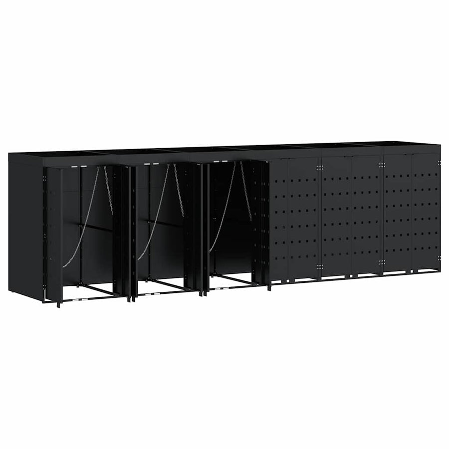 Wheelie Bin Storage for 6 Bins Black 408 x 77,5 x 121,5 cm