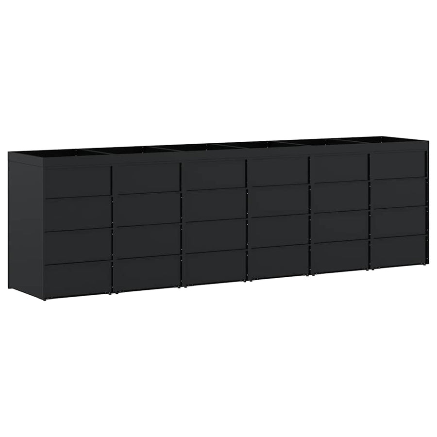 Wheelie Bin Storage for 6 Bins Black 408 x 77,5 x 121,5 cm
