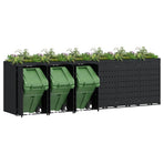 Wheelie Bin Storage for 6 Bins Black 408 x 77,5 x 121,5 cm
