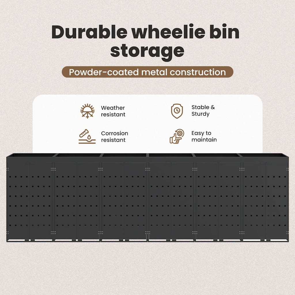Wheelie Bin Storage for 6 Bins Anthracite 408 x 77,5 x 121,5 cm