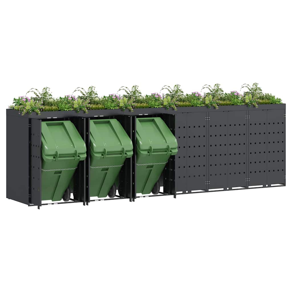 Wheelie Bin Storage for 6 Bins Anthracite 408 x 77,5 x 121,5 cm