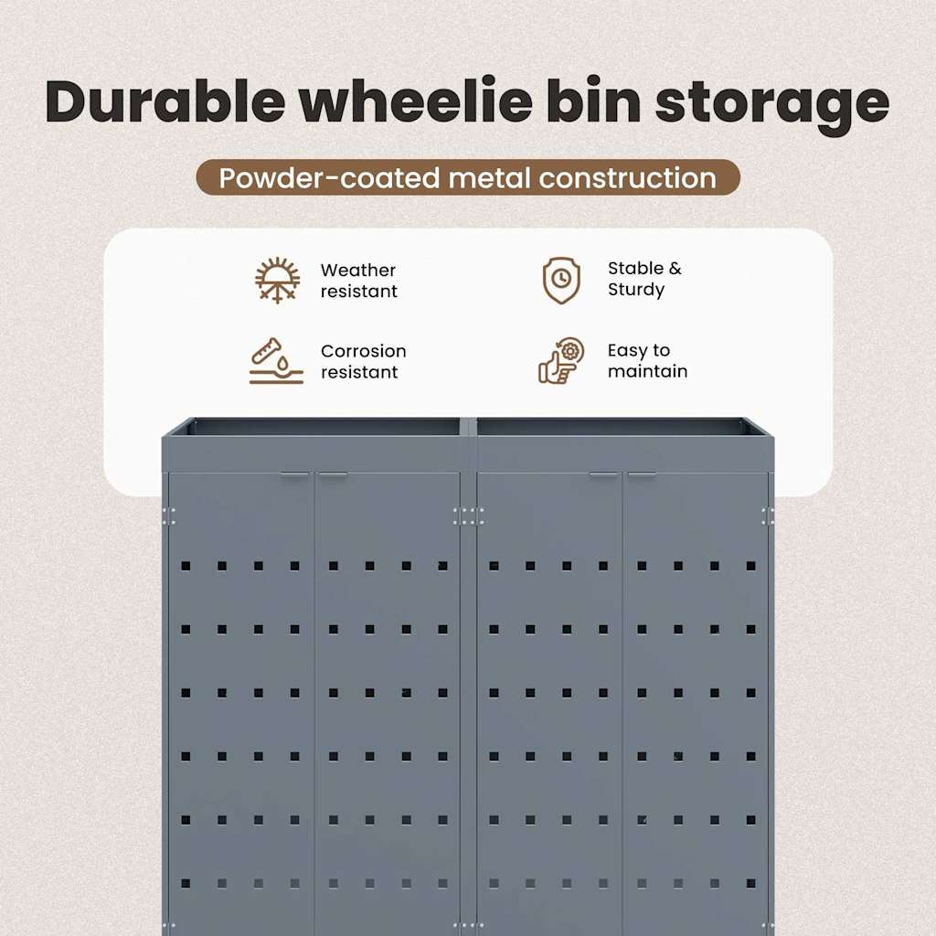 Wheelie Bin Storage for 2 Bins Light Grey 136 x 77,5 x 121,5 cm