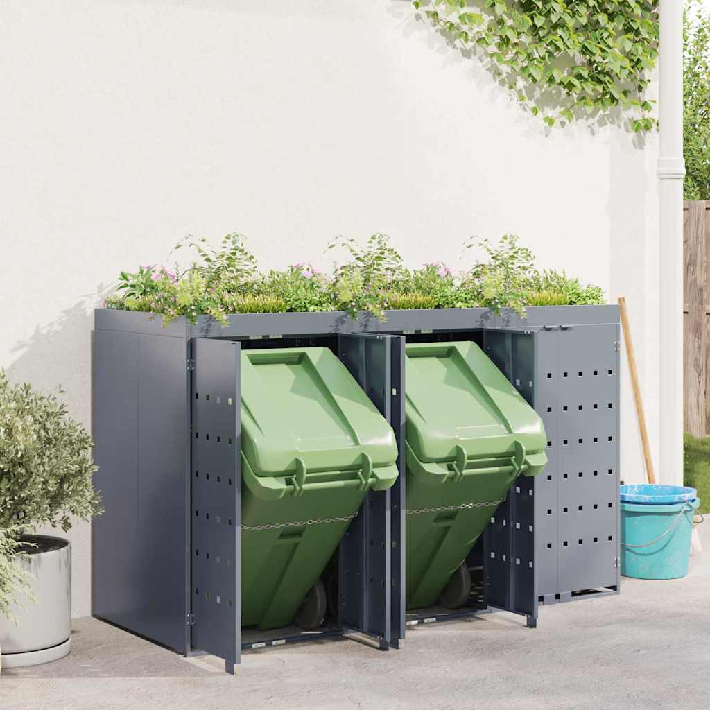 Wheelie Bin Storage for 3 Bins Light Grey 204 x 77,5 x 121,5 cm