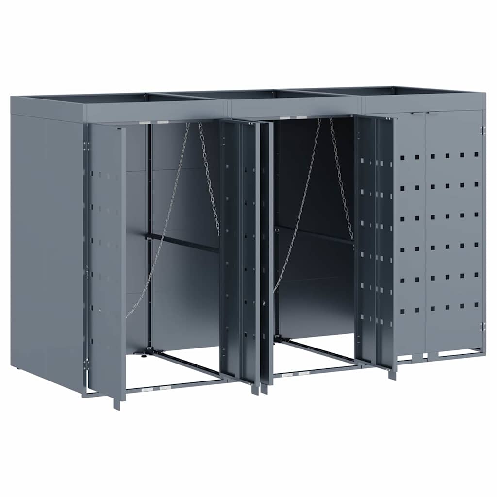 Wheelie Bin Storage for 3 Bins Light Grey 204 x 77,5 x 121,5 cm