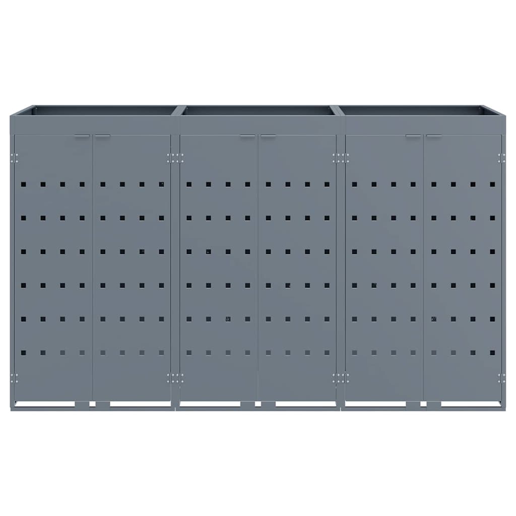 Wheelie Bin Storage for 3 Bins Light Grey 204 x 77,5 x 121,5 cm