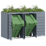 Wheelie Bin Storage for 3 Bins Light Grey 204 x 77,5 x 121,5 cm - Side View