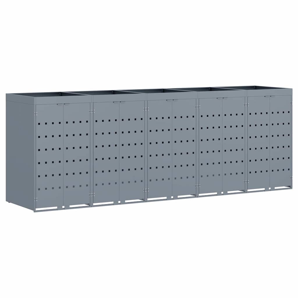 Wheelie Bin Storage for 5 Bins Light Grey 340 x 77,5 x 121,5 cm