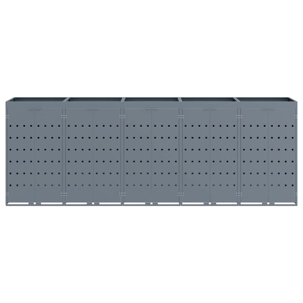 Wheelie Bin Storage for 5 Bins Light Grey 340 x 77,5 x 121,5 cm