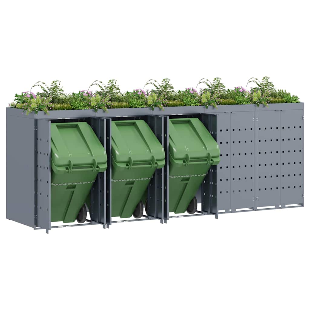 Wheelie Bin Storage for 5 Bins Light Grey 340 x 77,5 x 121,5 cm