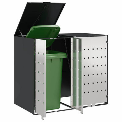 Wheelie Bin Storage for 3 Bins Stainless Steel Anthracite