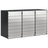 Wheelie Bin Storage for 3 Bins Steel Anthracite - Front View