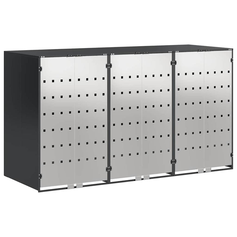 Wheelie Bin Storage for 3 Bins Stainless Steel Anthracite