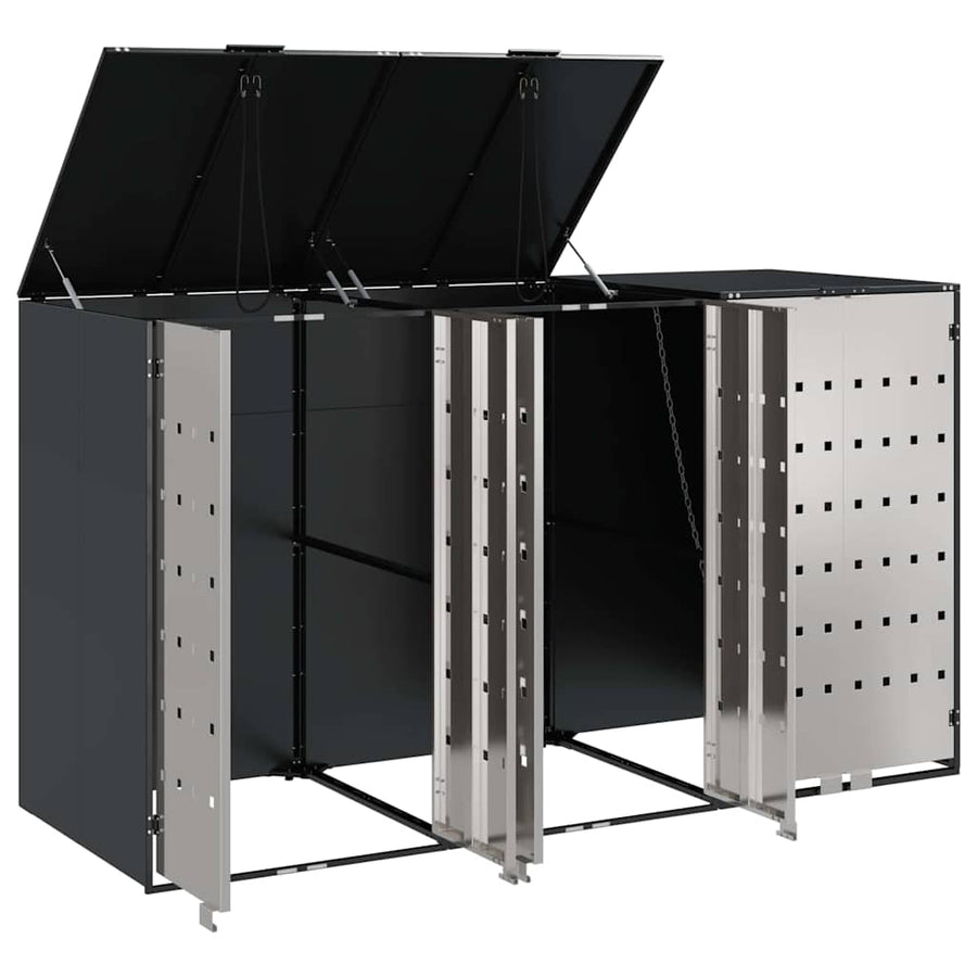 Wheelie Bin Storage for 3 Bins Stainless Steel Anthracite