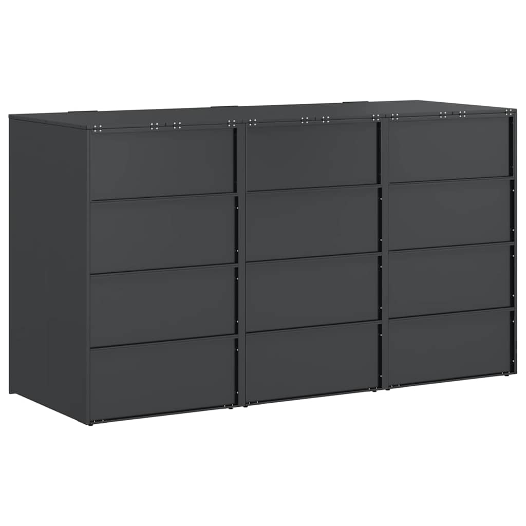Wheelie Bin Storage for 3 Bins Steel Anthracite