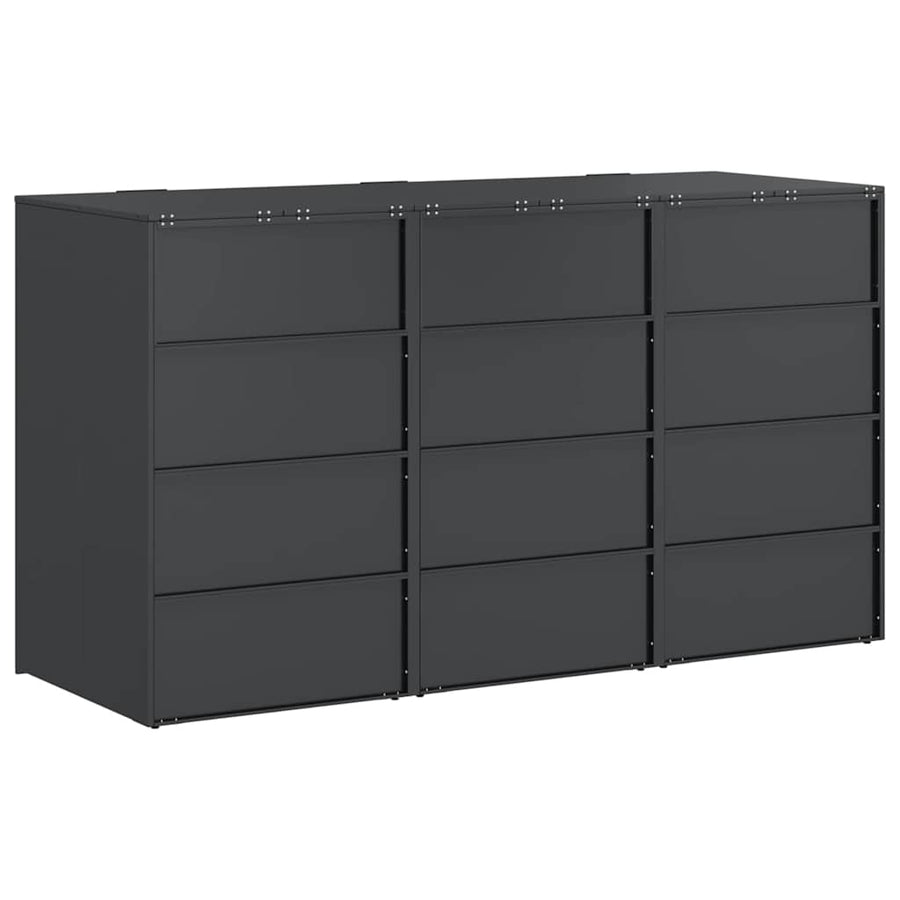Wheelie Bin Storage for 3 Bins Stainless Steel Anthracite