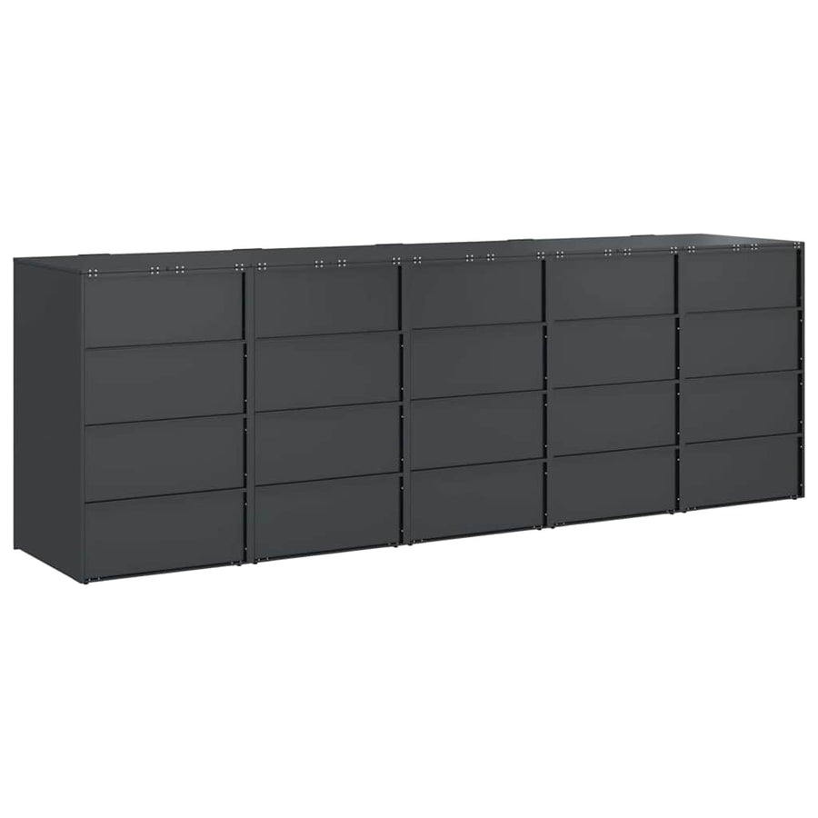 Wheelie Bin Storage for 3 Bins Stainless Steel Anthracite