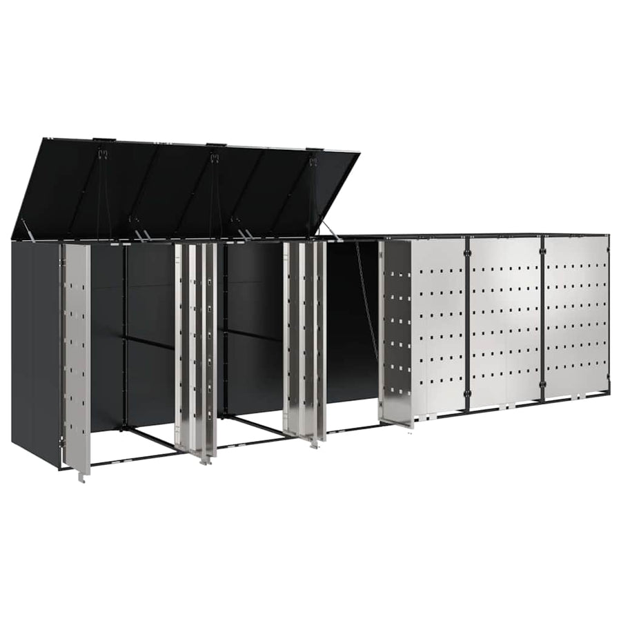 Wheelie Bin Storage for 3 Bins Stainless Steel Anthracite