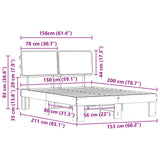 Bed Frame with Upholstered Headboard Dark Grey 150 x 200 cm