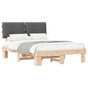 Bed Frame with Upholstered Headboard Dark Grey 135 x 190 cm